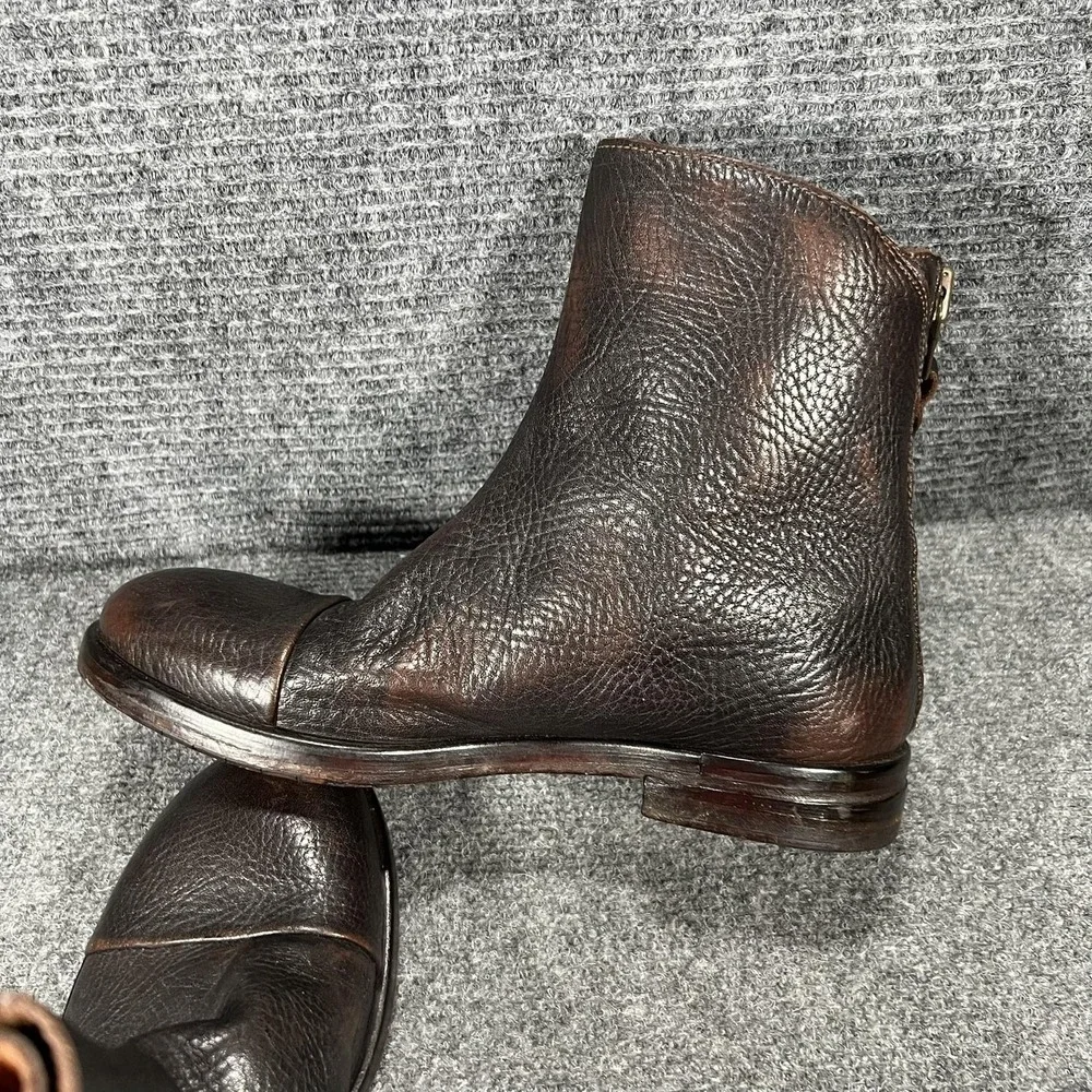 Elia Maurizi Boots Mens Size 7 Brown‎ Leather Ankle Zip Made In Italy 8117